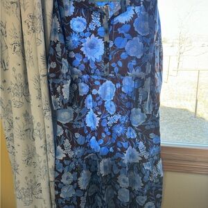 Rachel Zoe Blue Floral Long-Sleeve Tiered Dress
